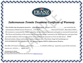 Fumigation Certificate of Warranty